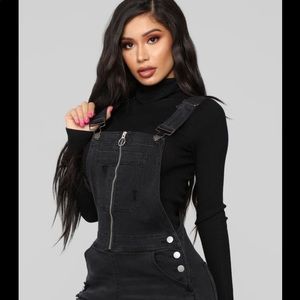 Fashion nova distressed denim overalls